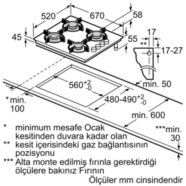 Siemens - iQ300 Gazlı Ocak 67 cm Sert cam, Beyaz - Görsel 5