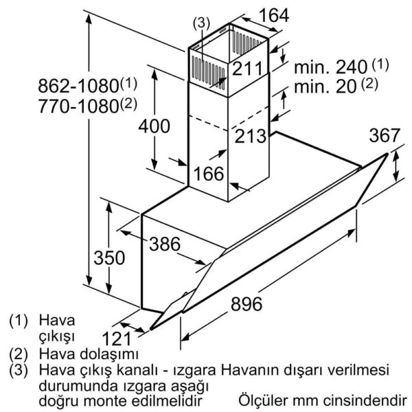 Siemens - 90 cm Eğimli Beyaz Cam Davlumbaz - Görsel 7