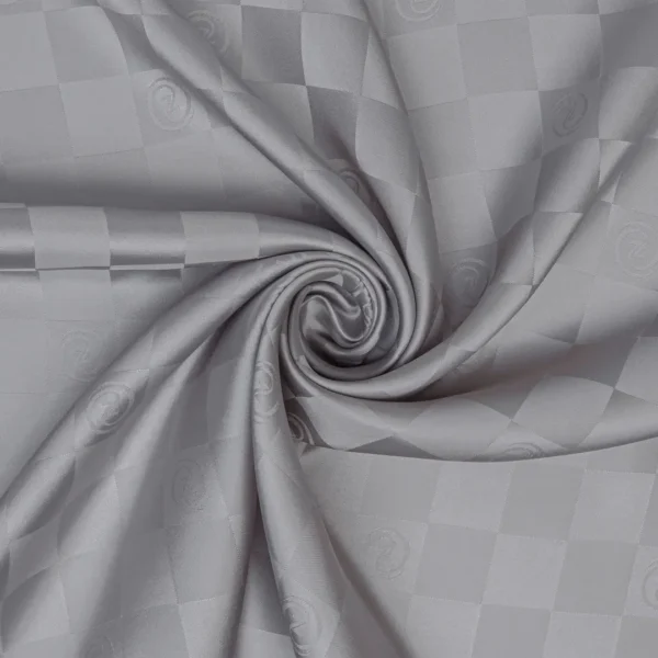 Zerafetim - Dama Desen Jakarlı İpek Twill Eşarp Gri - Görsel 2