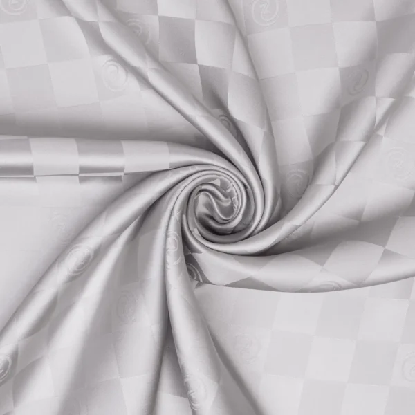 Zerafetim - Dama Desen Jakarlı İpek Twill Eşarp Gümüş - Görsel 2