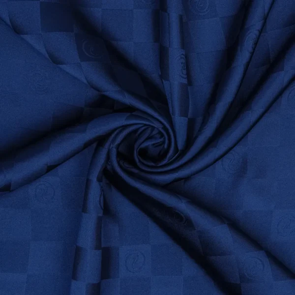 Zerafetim - Dama Desen Jakarlı İpek Twill Eşarp Lacivert - Görsel 2