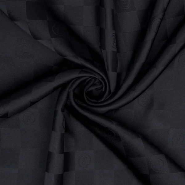 Zerafetim - Dama Desen Jakarlı İpek Twill Eşarp Siyah - Görsel 2
